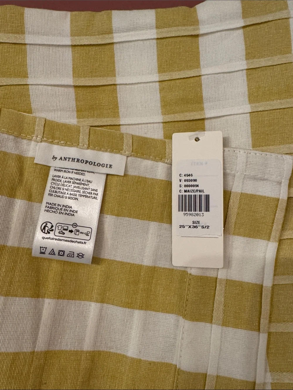 Anthropologie Cotton Woven Stripe Café Curtains, Set of 2, Yellow